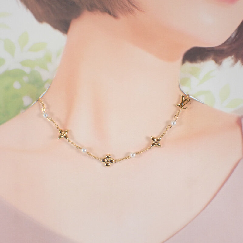 ルイヴィトン LOUIS VUITTON ネックレス・ルイザ M01610 ネックレス メタル フェイクパール ゴールド【中古】【Aランク】