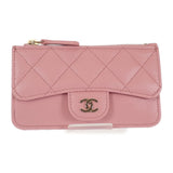 シャネル CHANEL マトラッセ フラップジップ コインケース AP0374 カードケース キャビアスキン ピンク ゴールド金具 レディース【中古】【Aランク】