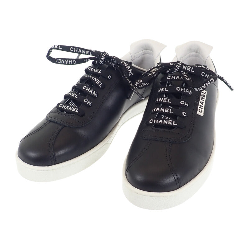 シャネル CHANEL ココマーク レザー 38 G34085 スニーカー カーフスキン ブラック 25cm レディース【中古】【SAランク】