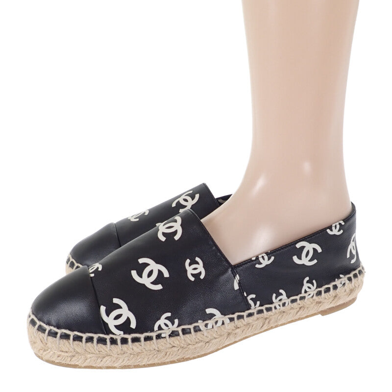 シャネル CHANEL CCエスパドリーユ 38 G38628_Y55871_K4265 スリッポン ラムスキン ブラック レディース【中古】【Aランク】
