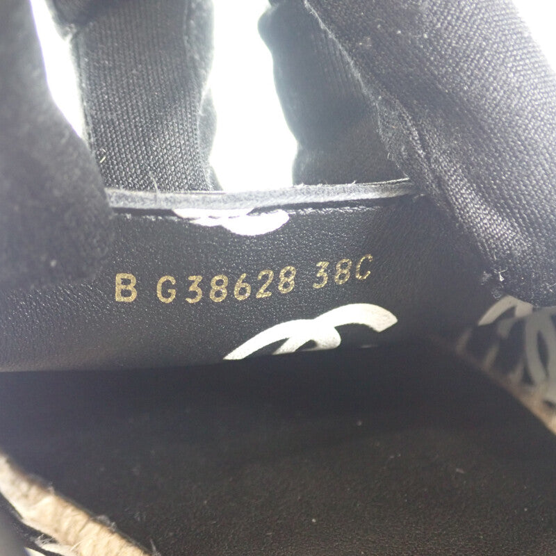 香奈兒 CHANEL CC 草編鞋 38 G38628_Y55871_K4265 懶人鞋 羊皮 黑色 女士【中古】【A級品】