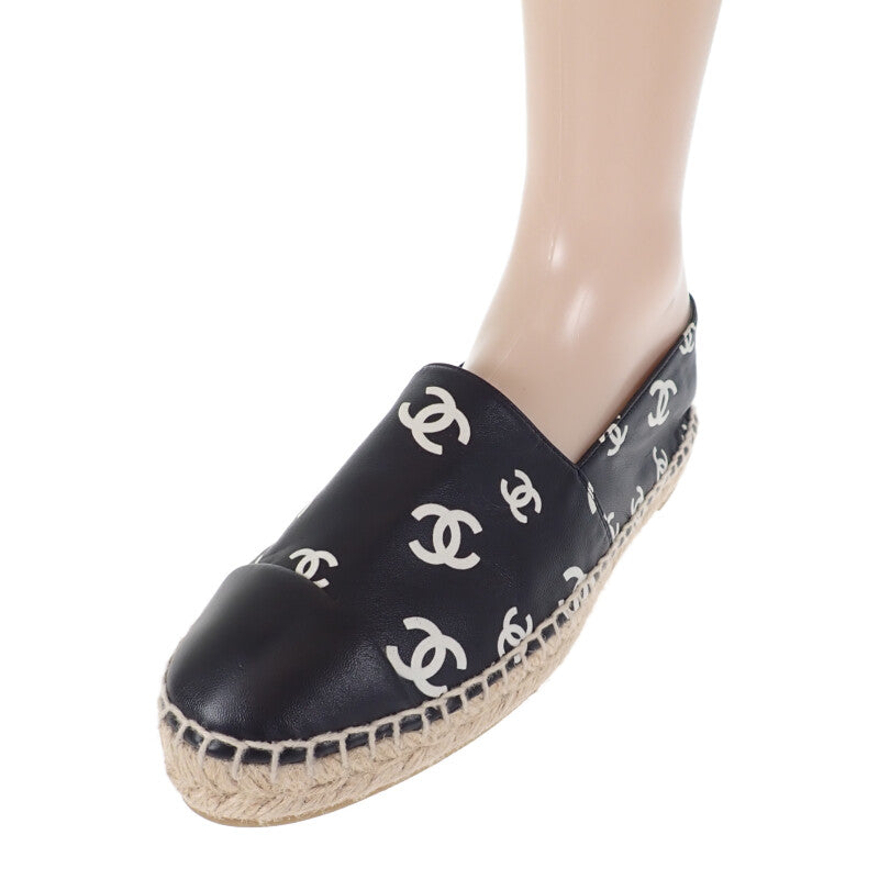 シャネル CHANEL CCエスパドリーユ 38 G38628_Y55871_K4265 スリッポン ラムスキン ブラック レディース【中古】【Aランク】