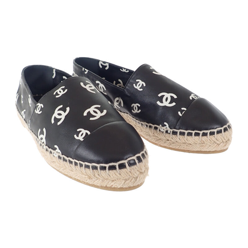 シャネル CHANEL CCエスパドリーユ 38 G38628_Y55871_K4265 スリッポン ラムスキン ブラック レディース【中古】【Aランク】