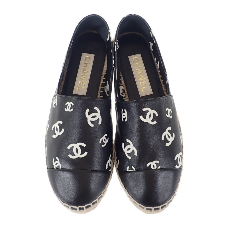 シャネル CHANEL CCエスパドリーユ 38 G38628_Y55871_K4265 スリッポン ラムスキン ブラック レディース【中古】【Aランク】