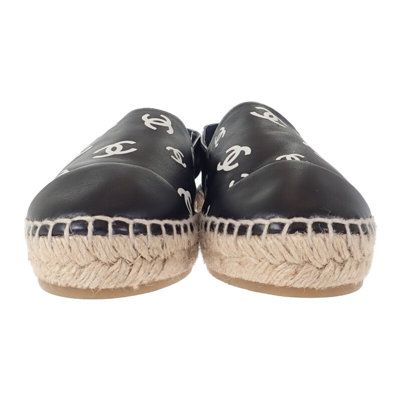 シャネル CHANEL CCエスパドリーユ 38 G38628_Y55871_K4265 スリッポン ラムスキン ブラック レディース【中古】【Aランク】