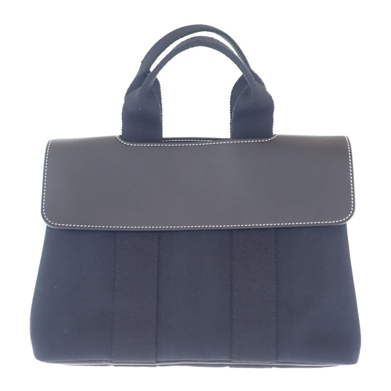 【中古】エルメス HERMES ヴァルパライソPM 2005年 ワールドフェスティバル限定 ハンドバッグ レザー トワルシェブロン ブラック シルバー金具 レディース【Aランク】