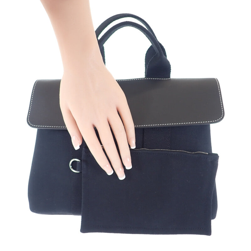 【中古】エルメス HERMES ヴァルパライソPM 2005年 ワールドフェスティバル限定 ハンドバッグ レザー トワルシェブロン ブラック シルバー金具 レディース【Aランク】