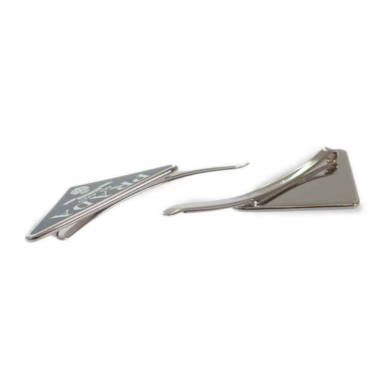 プラダ PRADA ヘアピン 1IF051 ヘアアクセサリー メタル ブラック シルバー レディース【中古】【Aランク】