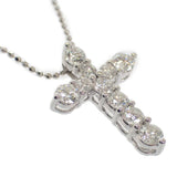 【中古】 K14WG デザイン ジュエリー クロス ネックレス K14ホワイトゴールド ダイヤモンド レディース【Aランク】