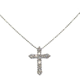 【中古】 K14WG デザイン ジュエリー クロス ネックレス K14ホワイトゴールド ダイヤモンド レディース【Aランク】