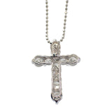 【中古】 K14WG デザイン ジュエリー クロス ネックレス K14ホワイトゴールド ダイヤモンド レディース【Aランク】