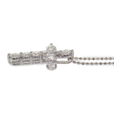 【中古】 K14WG デザイン ジュエリー クロス ネックレス K14ホワイトゴールド ダイヤモンド レディース【Aランク】