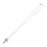 【中古】 K14WG デザイン ジュエリー クロス ネックレス K14ホワイトゴールド ダイヤモンド レディース【Aランク】