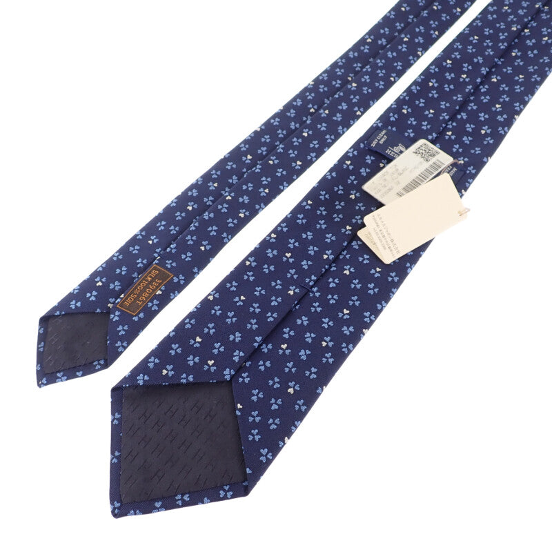 エルメス HERMES ヘヴィ シルクタイ H339086T02 ネクタイ シルク ネイビー クローバー メンズ【中古】【SAランク】