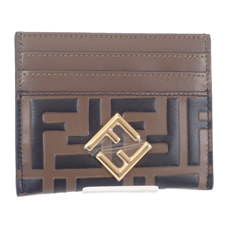 フェンディ FENDI FFダイヤモンド 8M0445ADYMF13VK カードケース レザー ブラウン ゴールド金具 レディース メンズ【中古】【SAランク】