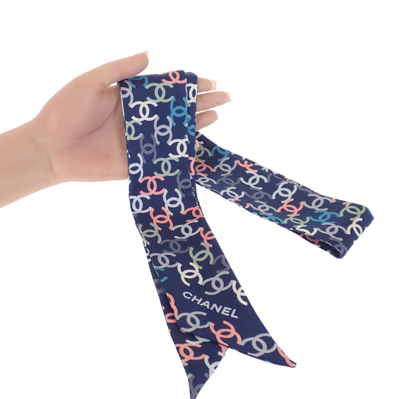 香奈兒 CHANEL COCO Mark 髮帶 絲巾 絲綢 海軍藍 多色 女款【中古】【A級品】