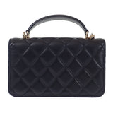 シャネル CHANEL マトラッセ フラップフォンケース AP3226 2WAYバッグ ショルダーバッグ ラムスキン ブラック ゴールド金具 レディース【中古】【Aランク】