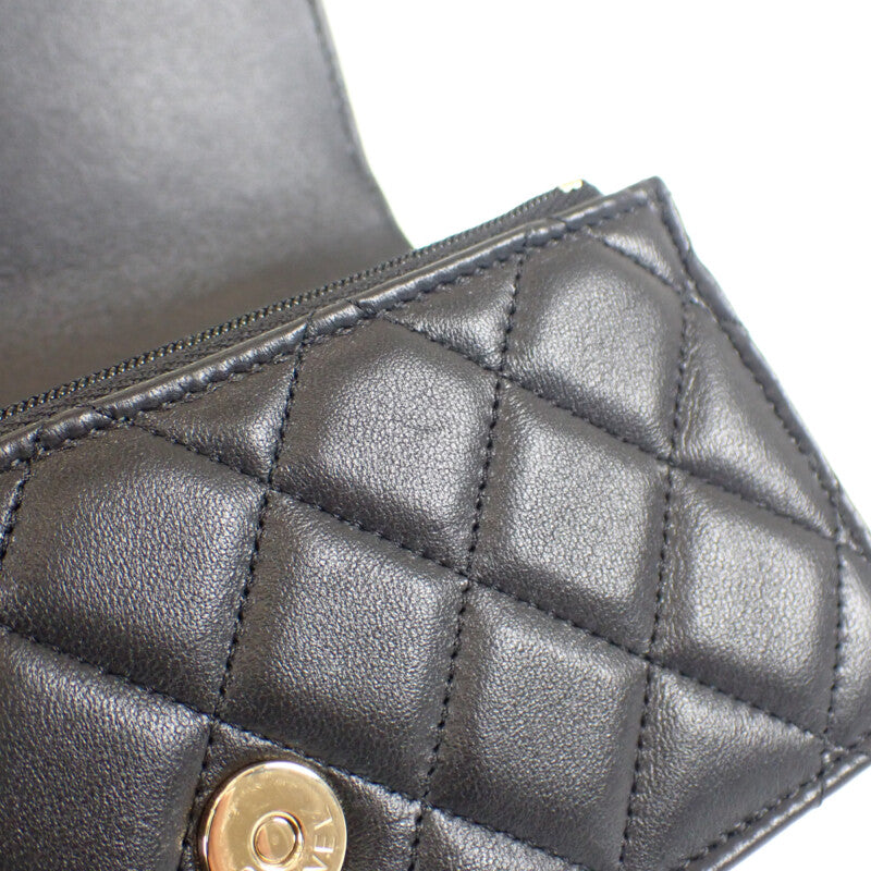 シャネル CHANEL マトラッセ フラップフォンケース AP3226 2WAYバッグ ショルダーバッグ ラムスキン ブラック ゴールド金具 レディース【中古】【Aランク】