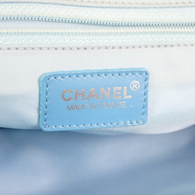 CHANEL New Travel Line Tote PM Tote Bag Nylon Leather Blue Women's【Used】【B rank】