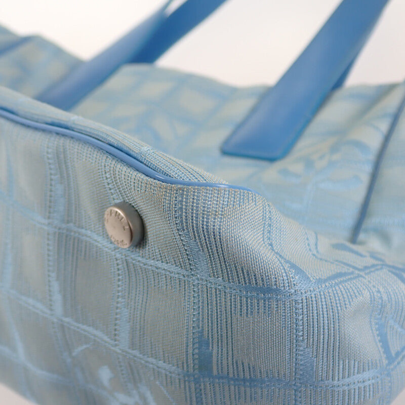 シャネル CHANEL ニュートラベルライントート PM トートバッグ ナイロン レザー ブルー レディース【中古】【Bランク】