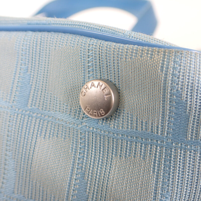 シャネル CHANEL ニュートラベルライントート PM トートバッグ ナイロン レザー ブルー レディース【中古】【Bランク】