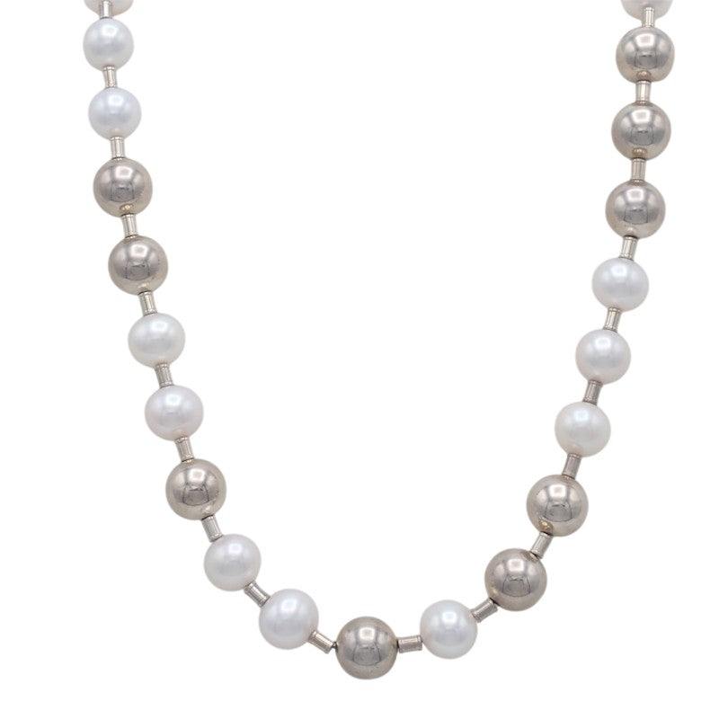 蒂芙尼 TIFFANY&Co. HardWear 系列珍珠圓球項鍊 64048201 純銀925 銀色 淡水珍珠 女款【中古】【A級】