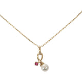 ミキモト MIKIMOTO パール ペンダント ネックレス K18イエローゴールド ルビー アコヤ真珠 レディース【中古】【Aランク】