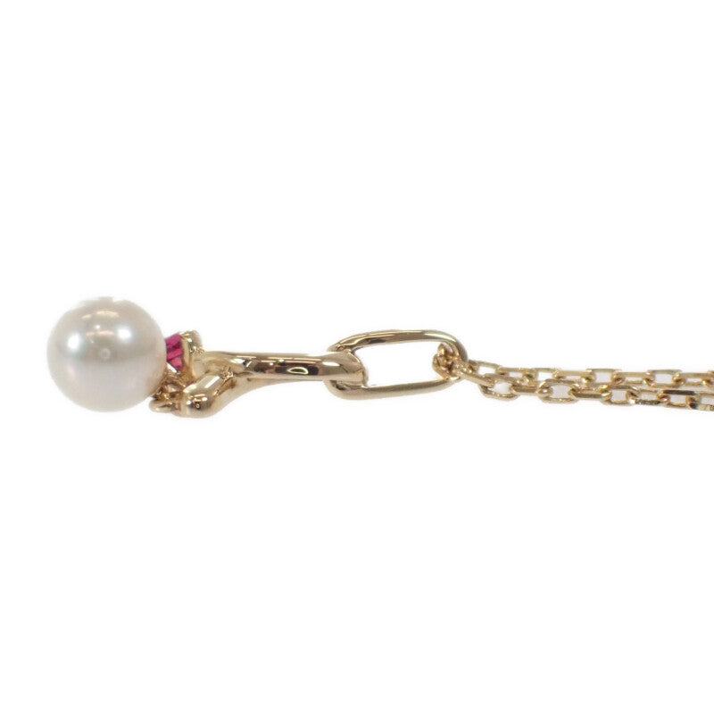 ミキモト MIKIMOTO パール ペンダント ネックレス K18イエローゴールド ルビー アコヤ真珠 レディース【中古】【Aランク】