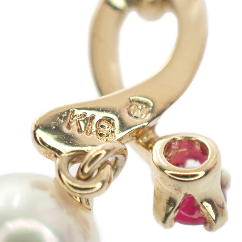 ミキモト MIKIMOTO パール ペンダント ネックレス K18イエローゴールド ルビー アコヤ真珠 ゴールド レディース【中古】【Aランク】