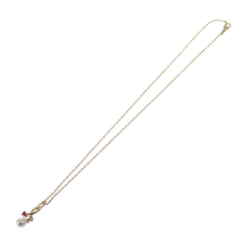 ミキモト MIKIMOTO パール ペンダント ネックレス K18イエローゴールド ルビー アコヤ真珠 ゴールド レディース【中古】【Aランク】