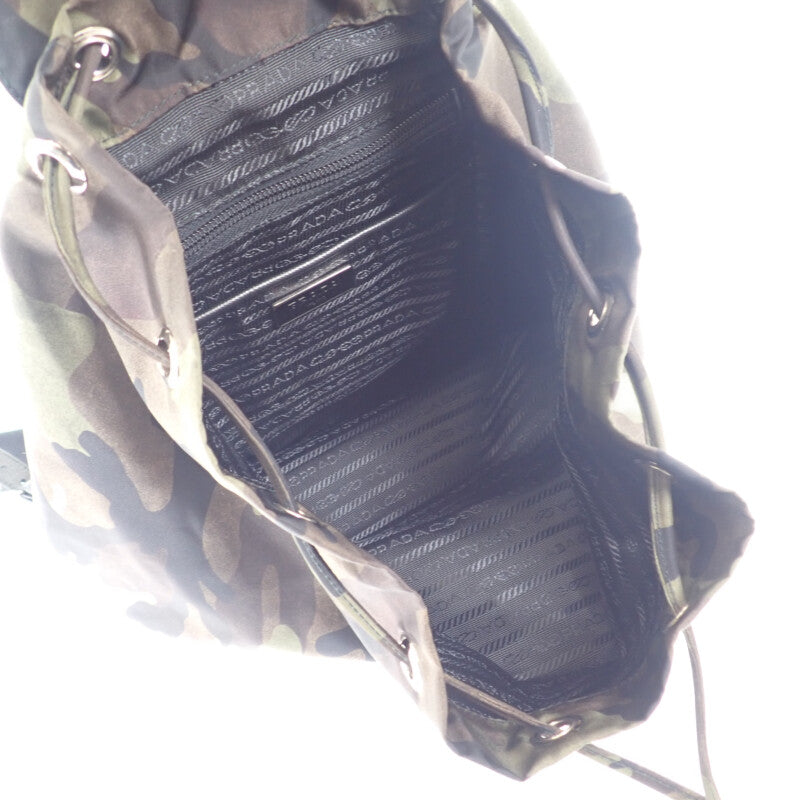 プラダ PRADA バックパック BZ0032_ZSR_F0334 リュック・デイパック ナイロン レザー テスートカモフラ カーキ レディース メンズ【中古】【ABランク】