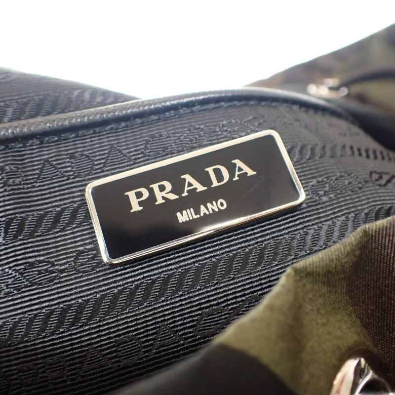 プラダ PRADA バックパック BZ0032_ZSR_F0334 リュック・デイパック ナイロン レザー カーキ テスートカモフラ メンズ レディース【中古】【ABランク】