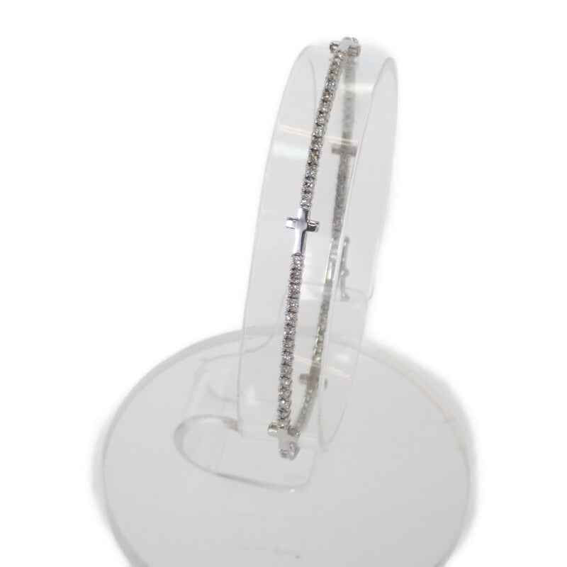 K18WG デザインジュエリー クロスダイヤ ブレスレット K18ホワイトゴールド ダイヤモンド レディース【中古】【Aランク】