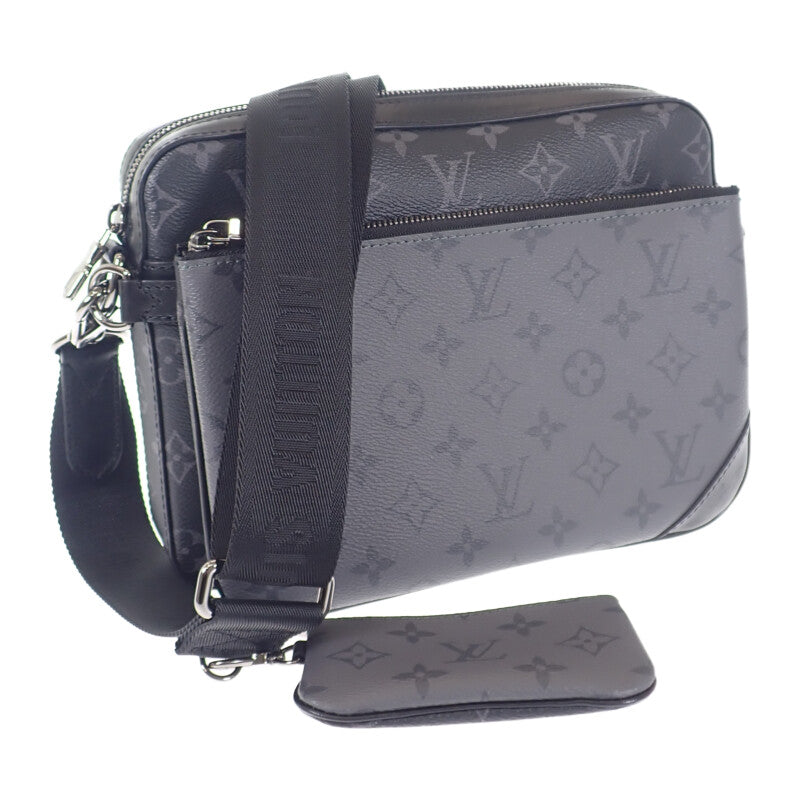【中古】ルイヴィトン LOUIS VUITTON トリオ・メッセンジャー M69443 ショルダーバッグ モノグラムエクリプス ブラック シルバー金具 メンズ【Aランク】