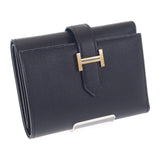 【中古】エルメス HERMES ベアン コンビネコンパクト 三つ折り財布 ヴォーマダム ブラック W刻印 ゴールド金具 レディース【SAランク】