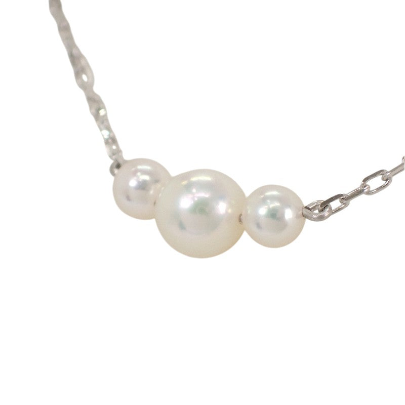 ミキモト MIKIMOTO パール ペンダント 3P ネックレス アコヤ真珠 K18ホワイトゴールド レディース【中古】【Aランク】
