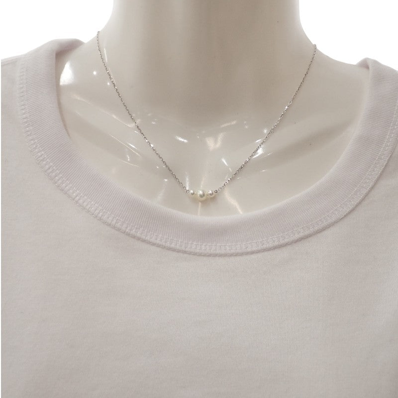 ミキモト MIKIMOTO パール ペンダント 3P ネックレス アコヤ真珠 K18ホワイトゴールド レディース【中古】【Aランク】