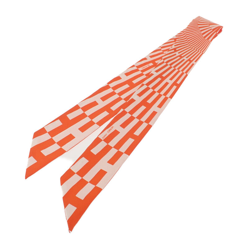 エルメス HERMES ツイリー OP'H 062423S_06 スカーフ シルク BLANC/ORANGE オレンジ レディース【中古】【SAランク】