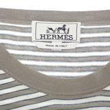 エルメス HERMES ボーダー ニット L 半袖Tシャツ コットン グレー ホワイト ネイビー メンズ【中古】【Aランク】