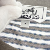 エルメス HERMES ボーダー ニット L 半袖Tシャツ コットン グレー ホワイト ネイビー メンズ【中古】【Aランク】