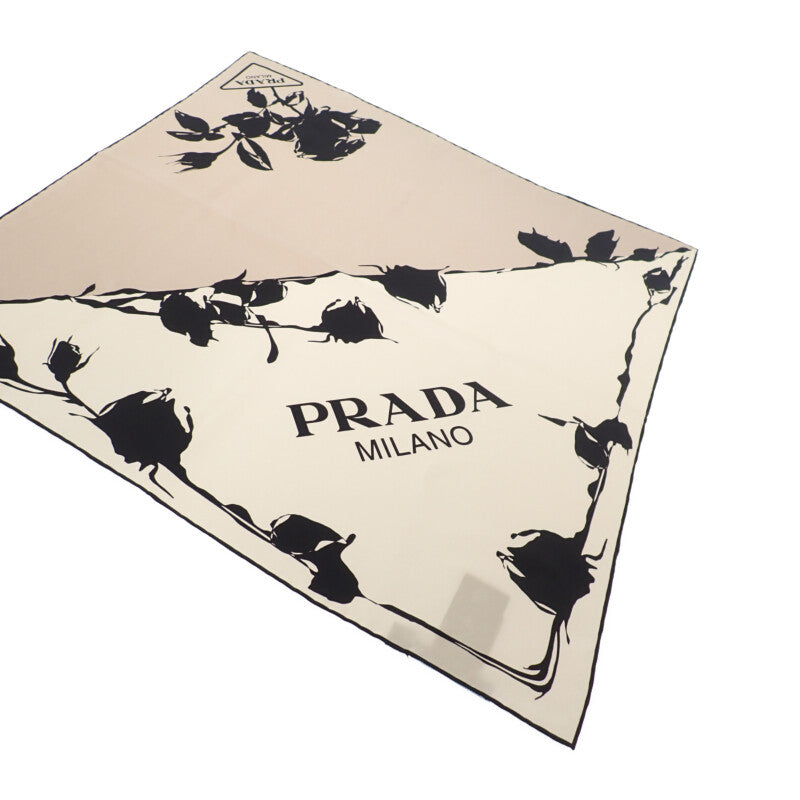 プラダ PRADA プリントツイルスカーフ 1FF004 スカーフ シルク クオーツ ベージュピンク レディース【中古】【Aランク】