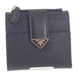 【中古】プラダ PRADA コンパクトウォレット 1ML047 二つ折り財布 サフィアーノ ブラック ゴールド金具 レディース メンズ【Aランク】