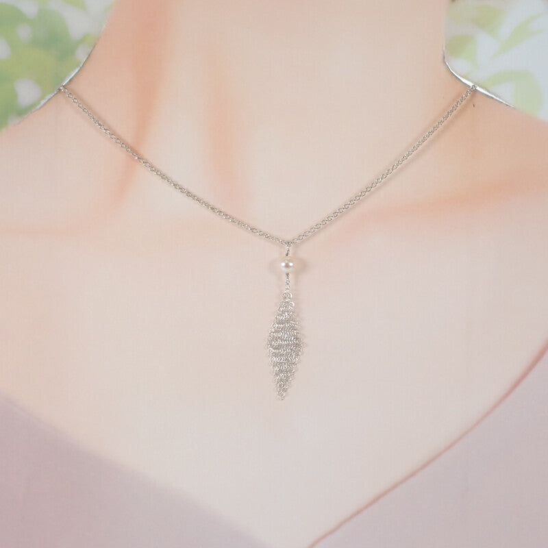 ティファニー TIFFANY&Co. メッシュ タッセル ペンダント ネックレス シルバー925 フレッシュパール シルバー レディース【中古】【Aランク】