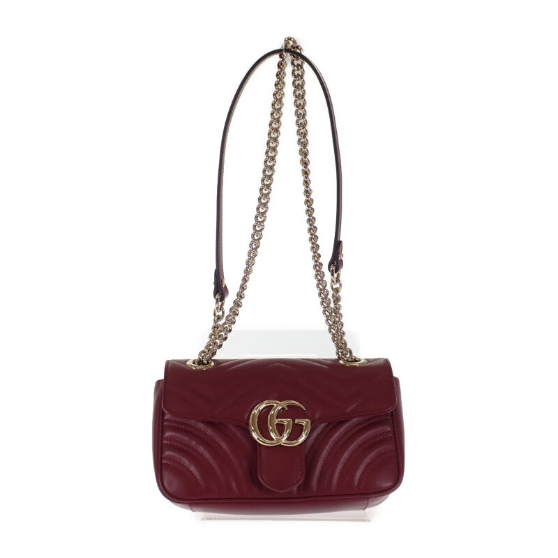 グッチ GUCCI GGマーモント ミニ 446744AADPJ6207 ショルダーバッグ レザー ロッソアンコーラ ボルドー レディース【中古】【Aランク】