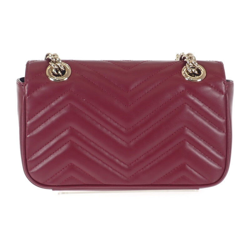 グッチ GUCCI GGマーモント ミニ 446744AADPJ6207 ショルダーバッグ レザー ロッソアンコーラ ボルドー レディース【中古】【Aランク】