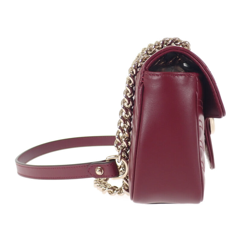 グッチ GUCCI GGマーモント ミニ 446744AADPJ6207 ショルダーバッグ レザー ロッソアンコーラ ボルドー レディース【中古】【Aランク】