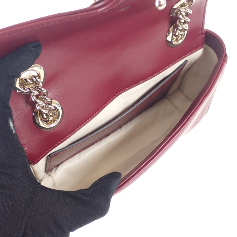 グッチ GUCCI GGマーモント ミニ 446744AADPJ6207 ショルダーバッグ レザー ロッソアンコーラ ボルドー レディース【中古】【Aランク】