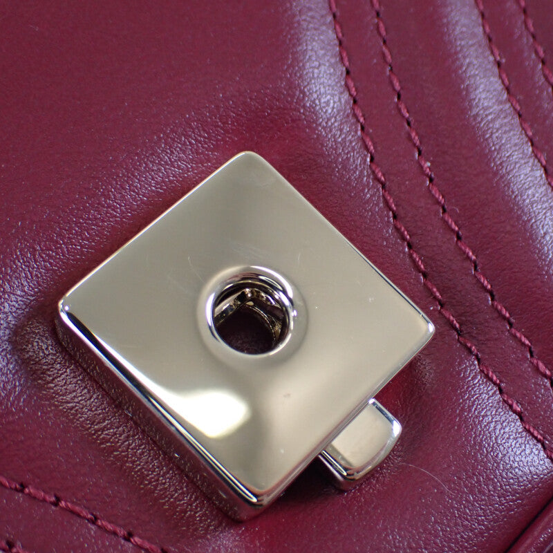 グッチ GUCCI GGマーモント ミニ 446744AADPJ6207 ショルダーバッグ レザー ロッソアンコーラ ボルドー レディース【中古】【Aランク】