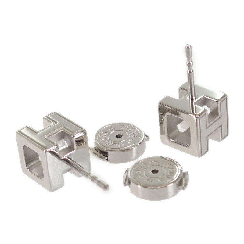 エルメス HERMES カージュドアッシュ Hキューブ ピアス メタル ベージュ シルバー レディース【中古】【Aランク】