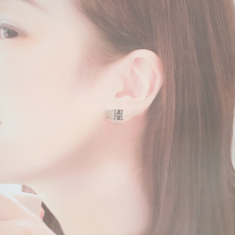 エルメス HERMES カージュドアッシュ Hキューブ ピアス メタル ベージュ シルバー レディース【中古】【Aランク】